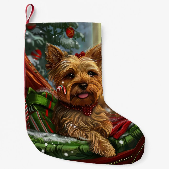 Yorkshire Terrier Dog Christmas Festive Small Christmas Stocking (Front)