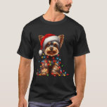 Yorkshire Terrier Dog Christmas Lights Santa Hat D T-Shirt<br><div class="desc">Yorkshire Terrier Dog Christmas Lights Santa Hat Dog Lover</div>