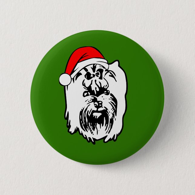 Yorkshire Terrier Dog Christmas Santa Hat 6 Cm Round Badge (Front)