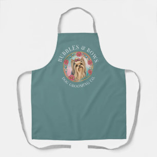 Yorkshire Terrier Dog Grooming Apron   Deluxe Teal