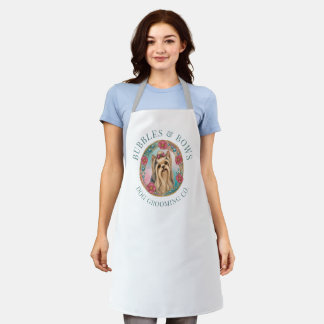 Yorkshire Terrier Dog Grooming Apron | White