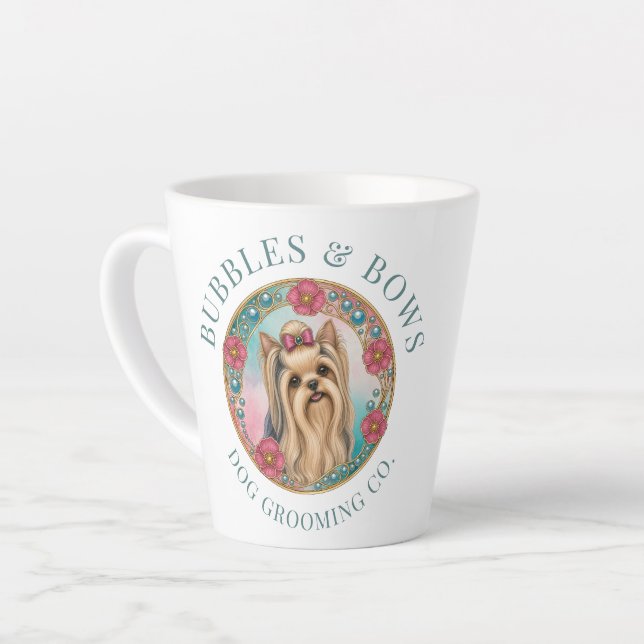 Yorkshire Terrier  Dog Grooming Latte Coffee Mug (Left Angle)