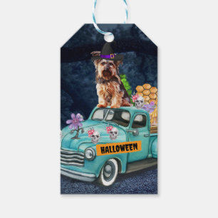 Yorkshire Terrier Dog Halloween Truck Scary Night Gift Tags
