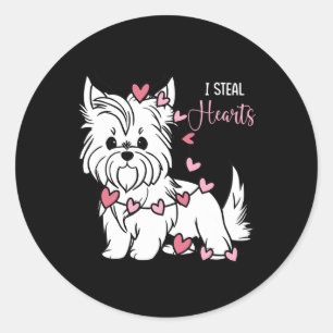 Yorkshire Terrier Dog I Steal Hearts Cute Valentin Classic Round Sticker