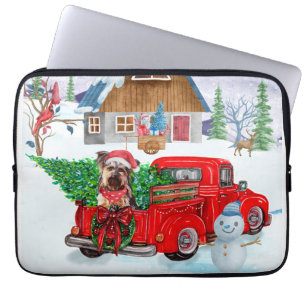 Yorkshire Terrier Dog In Christmas Delivery Truck Laptop Sleeve