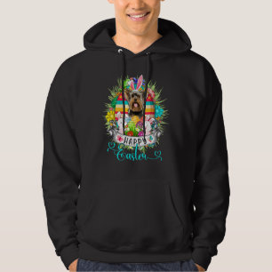 Yorkshire Terrier Dog In Easter Eggs Basket Happy  Hoodie