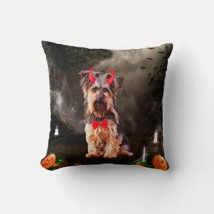 Yorkshire Terrier Dog in Halloween Costume Cushion