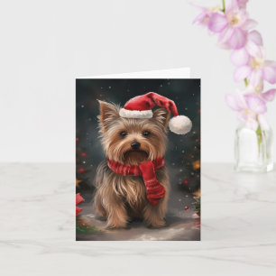 Yorkshire Terrier Dog in Snow Christmas Card