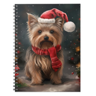 Yorkshire Terrier Dog in Snow Christmas Notebook