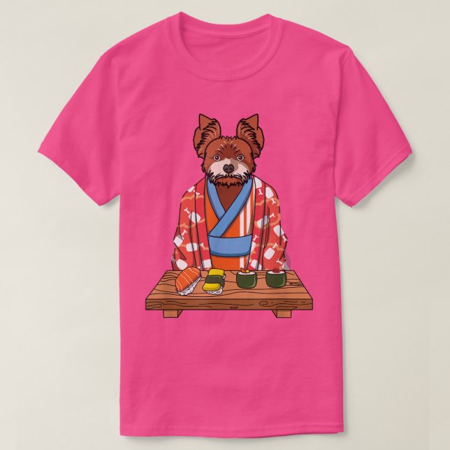 Yorkshire Terrier Dog Kimono Kawaii Japanese Foodi T-Shirt (Design Front)