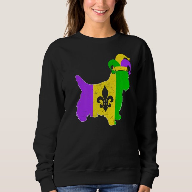 Yorkshire Terrier Dog Mardi Gras Carnival Funny Pu Sweatshirt (Front)
