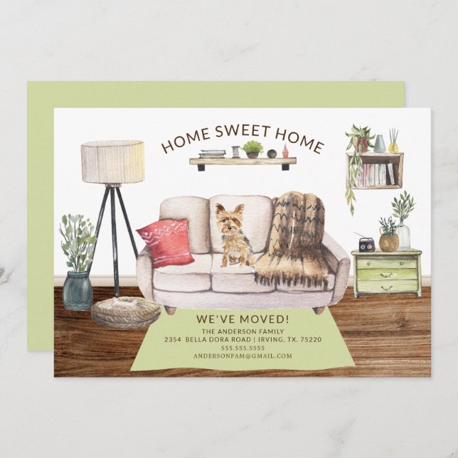 Yorkshire Terrier Dog Moving Announcement (Front/Back)