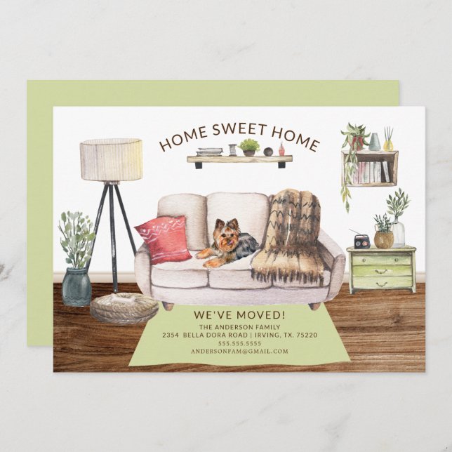 Yorkshire Terrier Dog Moving Announcement (Front/Back)