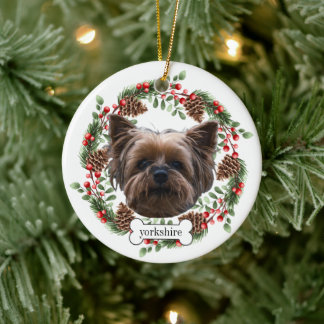yorkshire terrier dog Personalised Pet Ornament,  Ceramic Tree Decoration