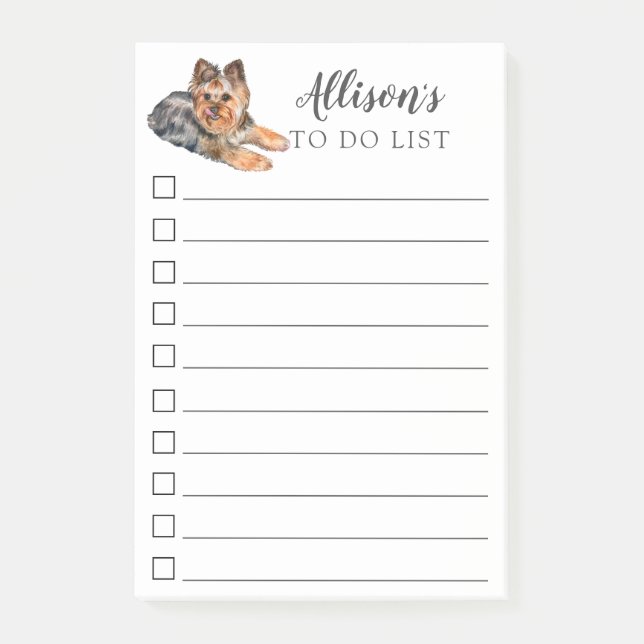 Yorkshire Terrier Dog Personalised To Do List Post Post-it Notes (Front)