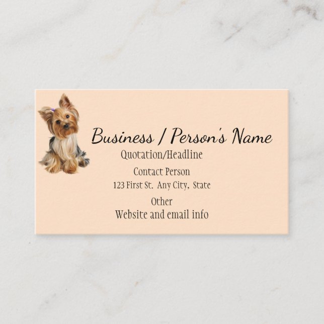 Yorkshire Terrier Dog Pet Animal Logo Animal Busin Business Card (Front)