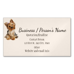 Yorkshire Terrier Dog Pet Animal Logo Animal Magnetic Business Card