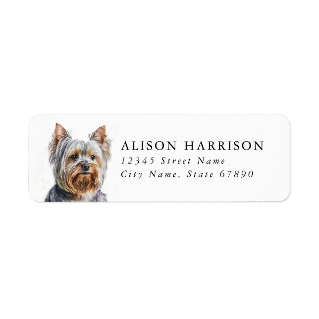 Yorkshire Terrier Dog Return Address Label (Front)