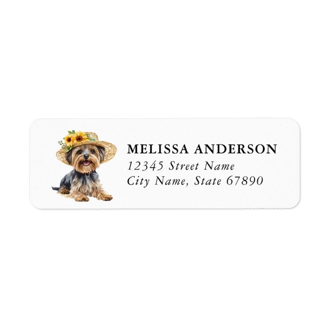 Yorkshire Terrier Dog Return Address Label (Front)