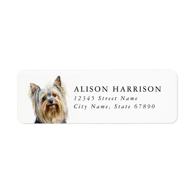 Yorkshire Terrier Dog Return Address Label (Front)