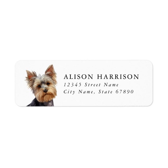 Yorkshire Terrier Dog Return Address Label (Front)
