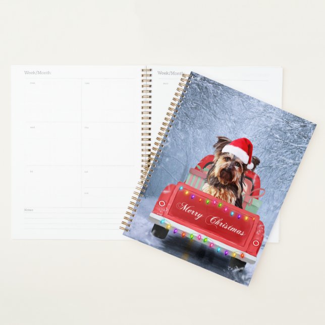  Yorkshire Terrier Dog Snow sitting in Christmas  Planner (Display)