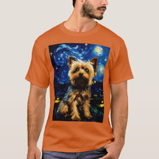 Yorkshire Terrier Dog Starry Night Van Gogh Art Lo T-Shirt