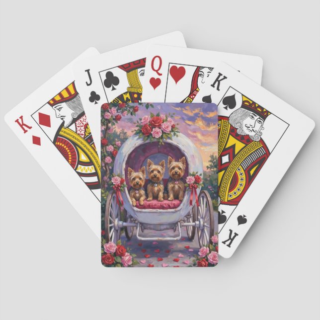 Yorkshire Terrier Dog Valentine's Day Playing Cards (Back)
