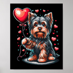 Yorkshire Terrier Dog Valentine's Day Yorkie Valen Poster