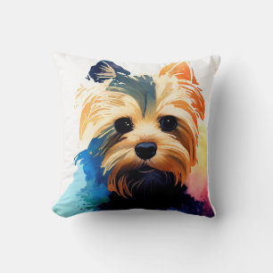 Yorkshire Terrier Dog Wild Nature Animal Colors Ar Cushion