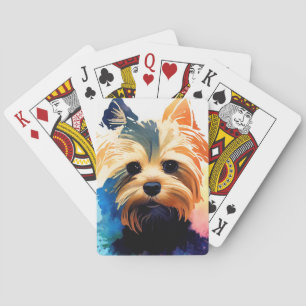 Yorkshire Terrier Dog Wild Nature Animal Colors Ar Playing Cards