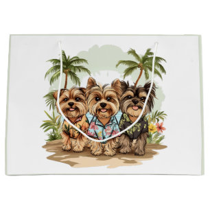 Yorkshire Terrier Dogs Hawaiian Shirts Large Gift Bag