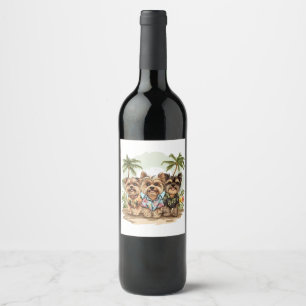 Yorkshire Terrier Dogs Hawaiian Shirts Wine Label