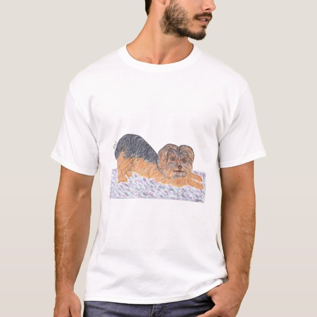 YORKSHIRE TERRIER DOING YOGA T-Shirt (Front)