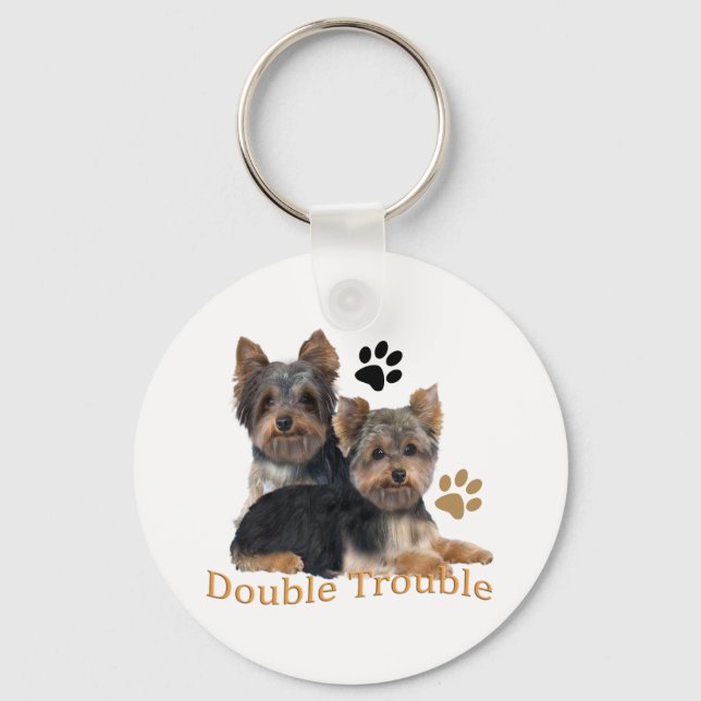 Yorkshire Terrier Double Trouble Gifts Key Ring (Front)