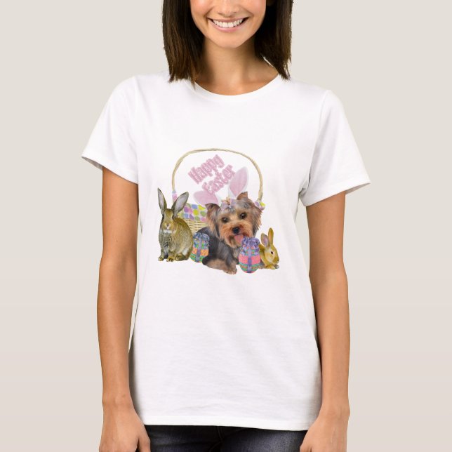 Yorkshire Terrier Easter Art T-Shirt (Front)