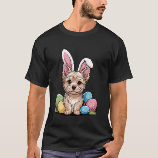 Yorkshire Terrier Easter Bunny Eggs Hunting Funny  T-Shirt
