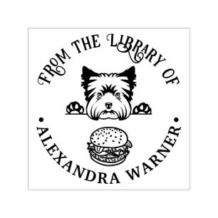Yorkshire Terrier Eying Burger Library Book Name Self-inking Stamp