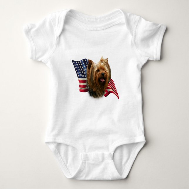 Yorkshire Terrier Flag Baby Bodysuit (Front)