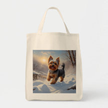 yorkshire terrier grocery tote, yorkie shopping ba