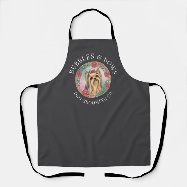 Yorkshire Terrier Grooming Apron | Deluxe Charcoal (Front)