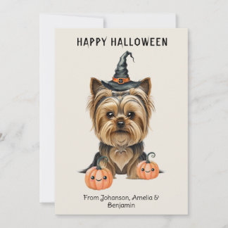Yorkshire Terrier Halloween Card | Cute Yorkie Wit