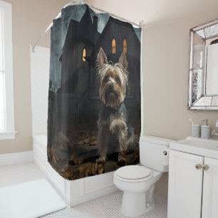 Yorkshire Terrier Halloween Scary  Shower Curtain