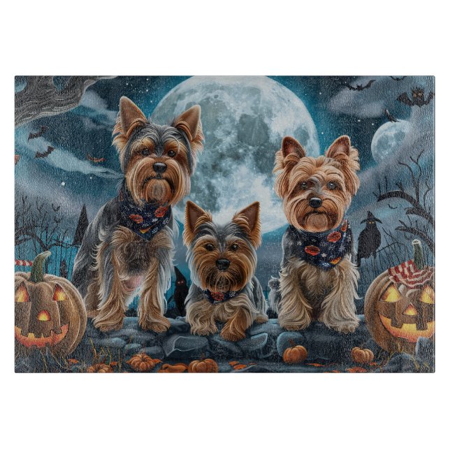 Yorkshire Terrier Halloween Spooky Cutting Board (Front)