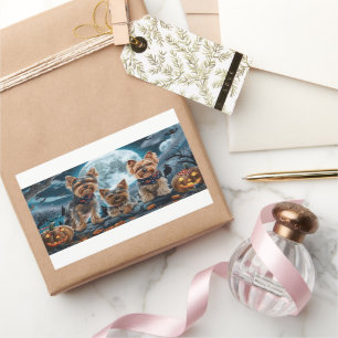 Yorkshire Terrier Halloween Spooky Rectangular Sticker