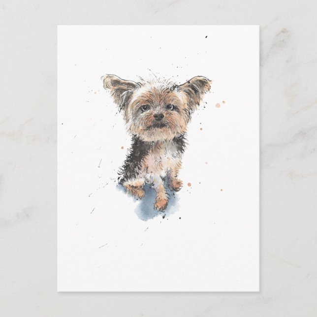  Yorkshire Terrier illustration, funny Yorkie dog Postcard (Front)