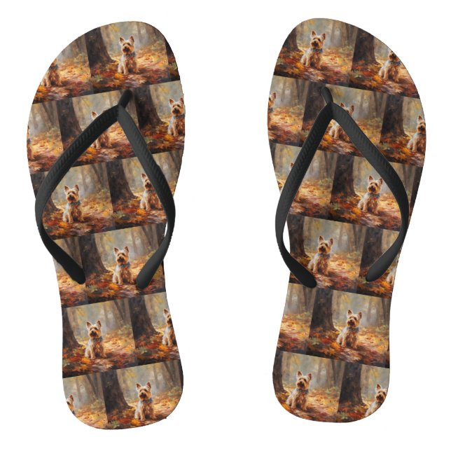 Yorkshire Terrier in Autumn Leaves Fall Inspire  Jandals (Footbed)