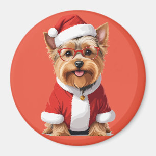 Yorkshire Terrier In Santa Costume Adorable Funny Magnet