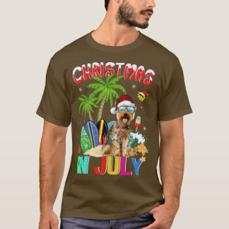 Yorkshire Terrier in Santa Hat Sunglasses Christma T-Shirt