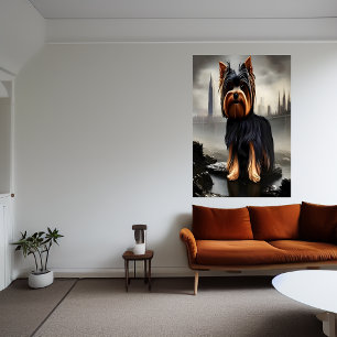 Yorkshire Terrier in the city AI Art Poster